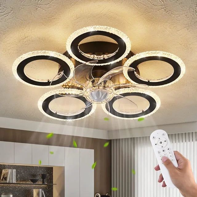 24-Inch Ceiling Fan with Lights - Remote Control, 6 Speeds, 3 Light Colors, Low Profile