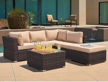 Load image into Gallery viewer, Outdoor Sofa Set with Cushions &amp; Tempered Glass Table - Patio Garden Furniture