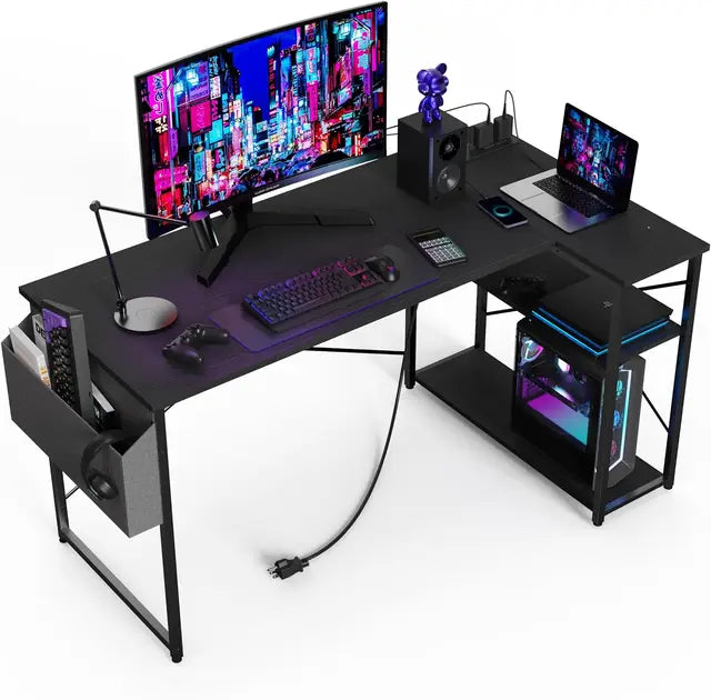 L-Shaped Computer Desk with Power: 47