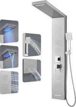 Load image into Gallery viewer, LED Shower Panel Tower System, 5-Function Column, Rainfall &amp; Waterfall Head, 4 Jets