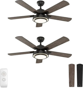 52" Brushed Nickel Ceiling Fan - Remote Control, Dimmable LED Lights