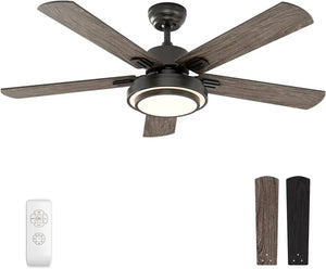 52" Brushed Nickel Ceiling Fan - Remote Control, Dimmable LED Lights