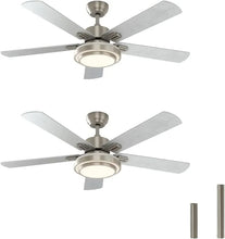 Load image into Gallery viewer, 52&quot; Brushed Nickel Ceiling Fan - Remote Control, Dimmable LED Lights