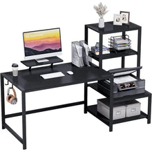 Load image into Gallery viewer, Spacious 67&quot; Computer Desk with Printer Shelf, Movable Monitor Stand for Home Office