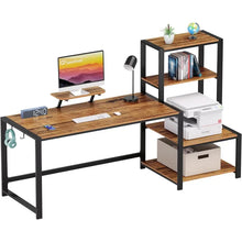 Load image into Gallery viewer, Spacious 67&quot; Computer Desk with Printer Shelf, Movable Monitor Stand for Home Office