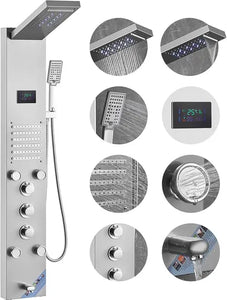 Shower Tower System, 4 Modes, Rainfall & Waterfall, 5 Body Jets, 3-Setting Handheld