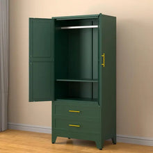 Load image into Gallery viewer, &quot;Metal Storage Cabinet, 2-Door Wardrobe with Adjustable Shelf &amp; 2 Drawers