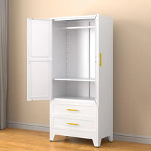 Load image into Gallery viewer, &quot;Metal Storage Cabinet, 2-Door Wardrobe with Adjustable Shelf &amp; 2 Drawers