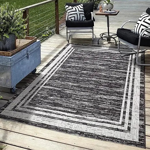 "Large 8x10 Washable Outdoor Rug - Perfect for Patio, Balcony, Garden & Deck