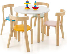 Load image into Gallery viewer, Toddler Table and 4 Chair Set, 5-Piece Wooden Activity Furniture for Kids