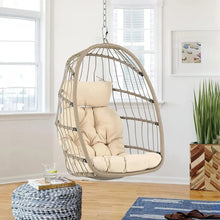 Load image into Gallery viewer, Rattan Hanging Egg Chair w/Stand - Wicker Patio Swing Cushion &amp; Cover Included