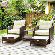 Load image into Gallery viewer, &quot;Outdoor Rattan Table &amp; Chairs Set with Ottomans – Patio Conversation Furniture