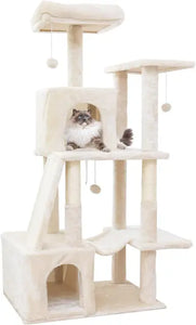 Indoor Cat Tree Tower 53": Multi-Level w/ Sisal Post, Condo, Hammock, Ball for Cats