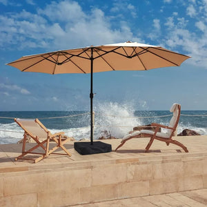 Outdoor Patio Table Umbrella - 15ft, Double-Sided Rectangular w/ Crank