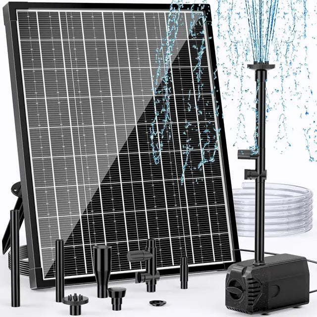 Adjustable 30W Solar Pond Pump - 430GPH Flow for Wildlife Gardens, Fountains