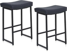 Load image into Gallery viewer, &quot;Set of 4 Modern PU Leather Bar Stools with Tufted Back &amp; Metal Legs - Kitchen &amp; Dining