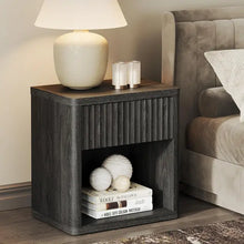 Load image into Gallery viewer, Modern Nightstand Set - Pair of Wide Wood Bedside Tables with Drawer Storage