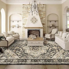 Load image into Gallery viewer, &quot;Soft 9x12 Waterproof Floral Distressed Rug - Stain-Resistant Carpet for Living Room