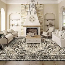 Load image into Gallery viewer, Large 9x12 Ft Floral Distressed Rug - Soft, Waterproof, Stain Resistant Carpet