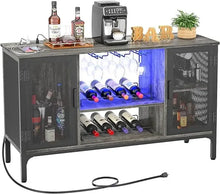 Load image into Gallery viewer, Premium Wine Bar Cabinet - Illuminated Storage &amp; Shelving for Bars &amp; Displays