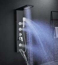 Load image into Gallery viewer, LED Shower Panel Tower, 5-in-1 System with Rainfall, Waterfall &amp; 3 Adjustable Body Jets