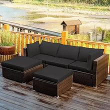 Load image into Gallery viewer, 4-Piece Outdoor Rattan Sofa Set | Sectional Couch, Cushions, Coffee Table