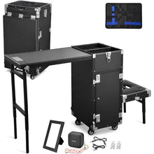 Load image into Gallery viewer, Portable Manicure Nail Table: Foldable Makeup Train Case, Desk Cosmetic Trolley, Travel Storage