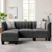 Load image into Gallery viewer, Linen Fabric L-Shaped Sectional Sofa | 3-Seat Small Couch for Living Room