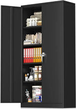 Load image into Gallery viewer, Lockable Steel Storage Cabinet - 72&quot; Black Garage, Metal Tall Classroom, Basement