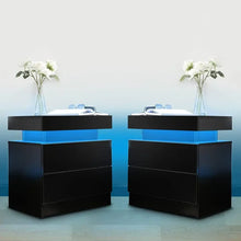 Load image into Gallery viewer, &quot;Modern Nightstand with 2 Drawers &amp; LED Light – Stylish Bedside Table for Bedroom