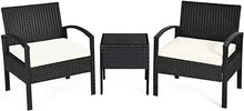 Load image into Gallery viewer, &quot;Stylish 3-Piece Outdoor Sofa Set with Cushioned Chairs &amp; End Table - Black