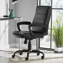 Load image into Gallery viewer, Bonded Leather Mid-Back Manager&#39;s Office Chair, Black