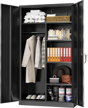 Load image into Gallery viewer, Heavy Duty 72&quot; Locking Metal Garage Cabinet, 4 Adjustable Shelves, 2 Doors &amp; Lock