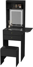 Load image into Gallery viewer, Makeup Vanity Table with 3 Adjustable Lighted Mirror and Storage Chair - Small Space Desk Set