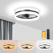 Load image into Gallery viewer, White 19.7&quot; Flush Mount Ceiling Fan with Lights - Low Profile, Remote Control