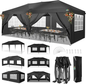 10x20 Pop Up Canopy with 6 Sidewalls Waterproof UPF 50+ Portable Event Shelter Gazebo