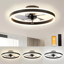 Load image into Gallery viewer, Black Bladeless Ceiling Fans - Low Profile Flush Mount, Lights and Remote