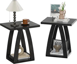 "Modern 2-Piece Side Table Set - 2-Tier Nightstand for Living Room & Bedroom