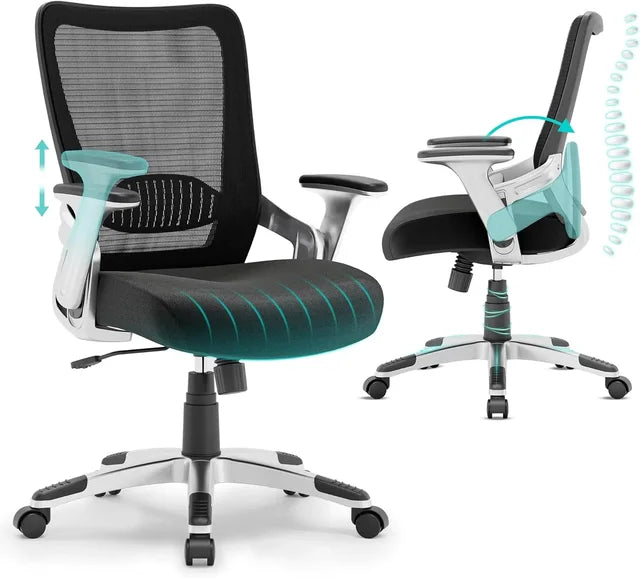 Breathable Mesh Computer Gaming Chair, Ergonomic Desk Chair with Flip-Up Arms