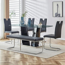 Load image into Gallery viewer, Modern 6 Piece Dining Table Set - Table, 4 High-Back Tufted Chairs &amp; 1 Bench