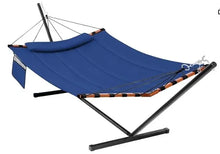 Load image into Gallery viewer, Large Camping Hammock w/ Stand - 55&quot; x 79&quot;, Hardwood Bar, Nylon Rope