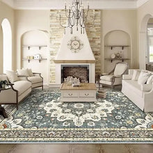 Load image into Gallery viewer, Large 9x12 Ft Floral Distressed Rug - Soft, Waterproof, Stain Resistant Carpet