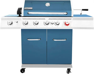 Premium 5-Burner Propane Gas Grill w/Cabinet - Featuring Sear, Rear & Side Burners