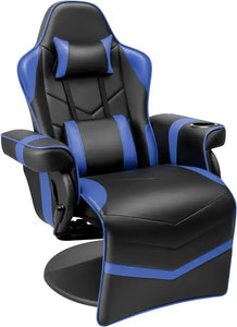 Video Gaming Recliner Chair, PU Leather Ergonomic Adjustable Racing Style Sofa with Footrest