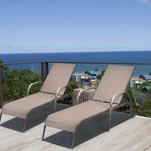 "Sturdy Steel Outdoor Recliner with 5 Adjustable Backrests - Perfect Beach Chair