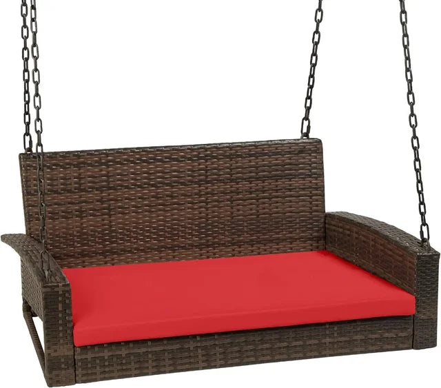 Comfortable Outdoor Hanging Porch Swing Bench - For Deck, Garden w/Cushions