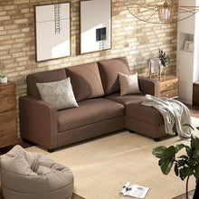 Load image into Gallery viewer, Convertible L-Shaped Sectional Sofa, Reversible Recliner, Linen Fabric