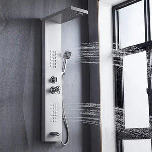 Multi-Function Shower Panel Tower - Stainless Steel Rainfall Waterfall System