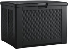 Load image into Gallery viewer, X-Large Resin Outdoor Storage Deck Box 134 Gal. Charcoal Decorative Pattern