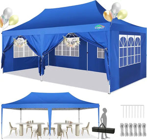 10'x20' Pop-Up Canopy Tent with 6 Removable Walls, Waterproof UV50+ Gazebo